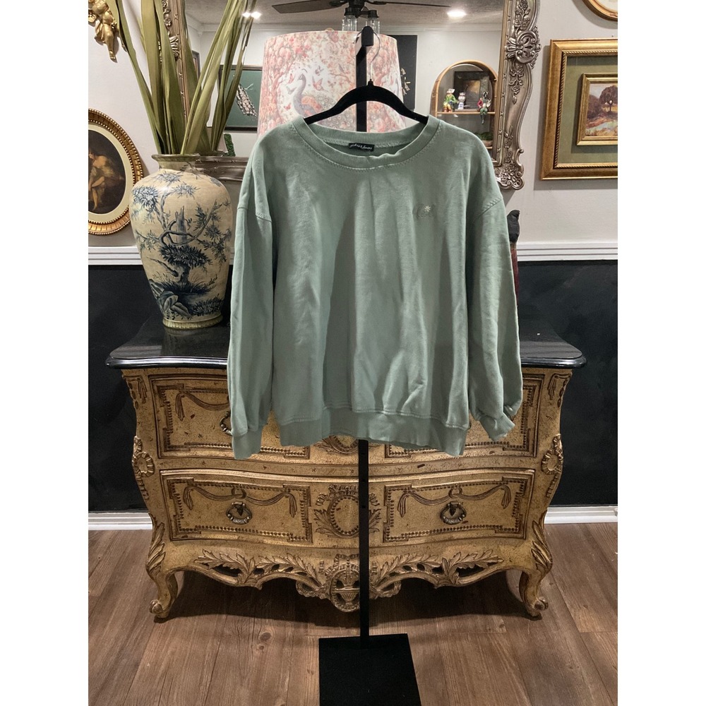 For Love & Lemons Sage Green Daisy Logo Oversized Sweatshirt AT0002 Small